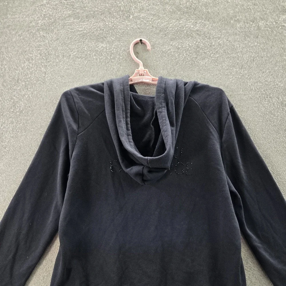 Armani Exchange Women Sweatshirt L Black Embroidery‎ Logo Full Zip